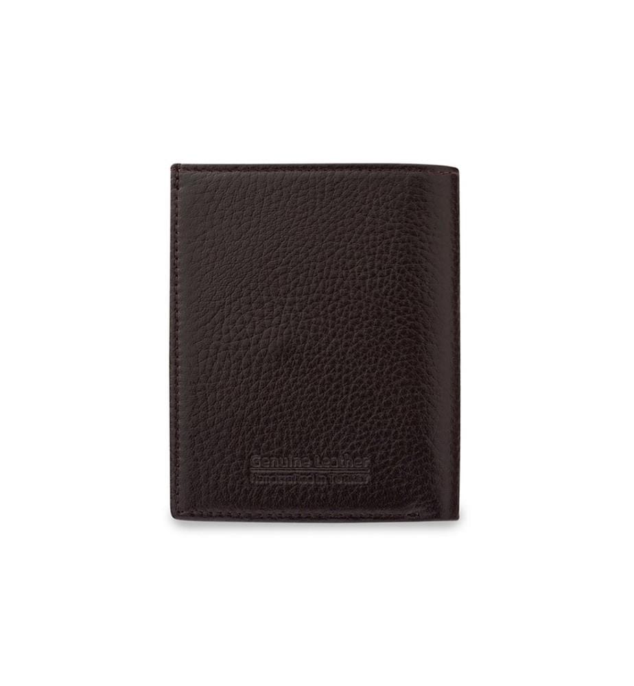 Portefeuille homme, 100 % cuir véritable, marron