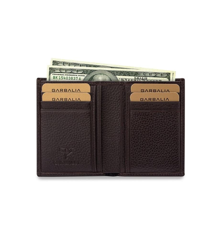 Portefeuille homme, 100 % cuir véritable, marron