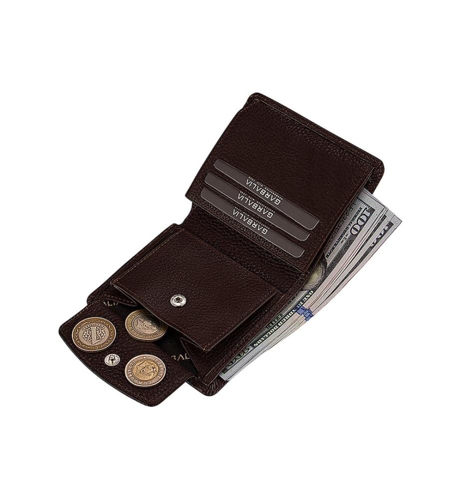 Portefeuille homme, 100 % cuir véritable, marron