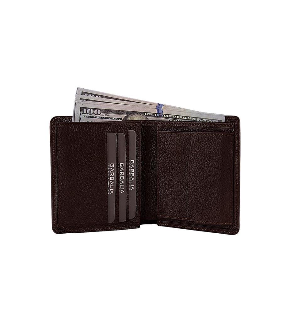 Portefeuille homme, 100 % cuir véritable, marron
