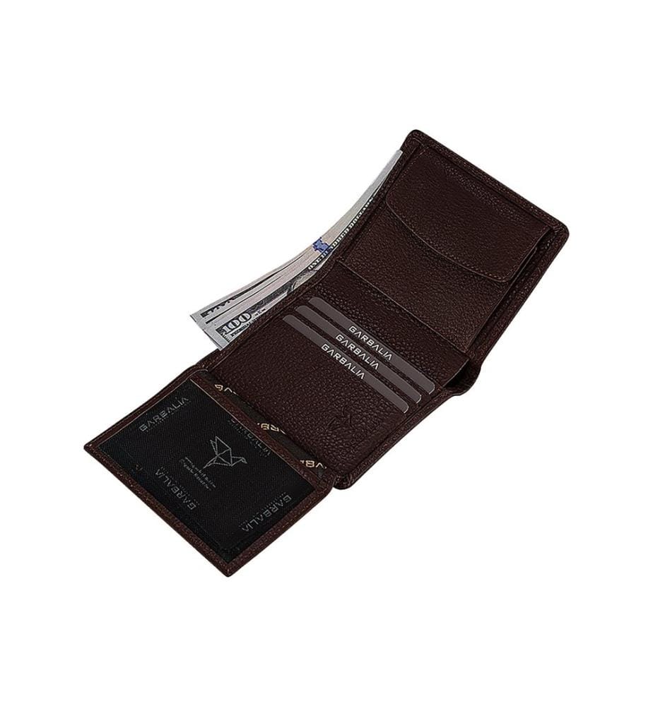 Portefeuille homme, 100 % cuir véritable, marron