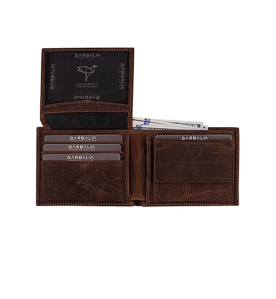 Herren-Geldbörse, 100 % echtes Leder, Braun