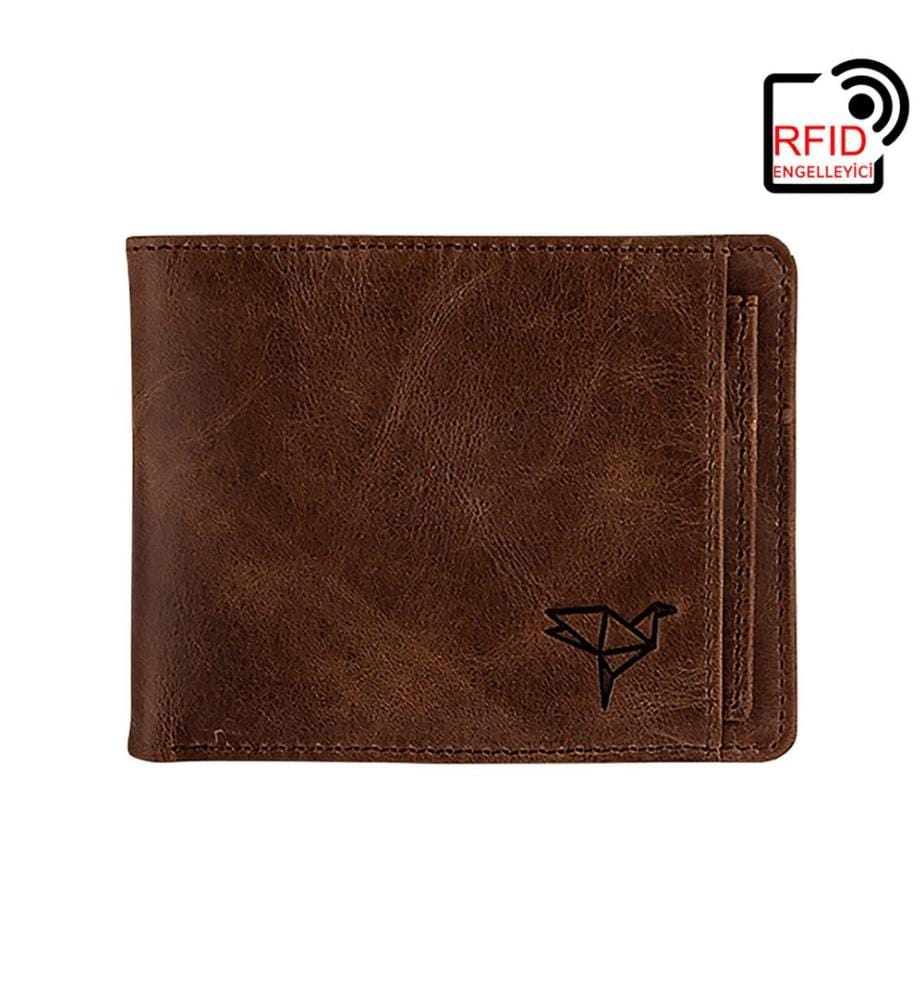 Portefeuille homme, 100 % cuir véritable, marron