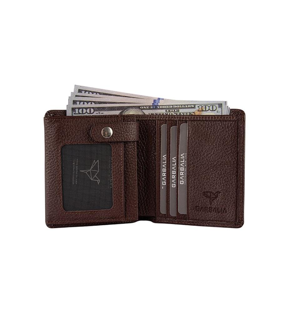 Portefeuille homme, 100 % cuir véritable, marron