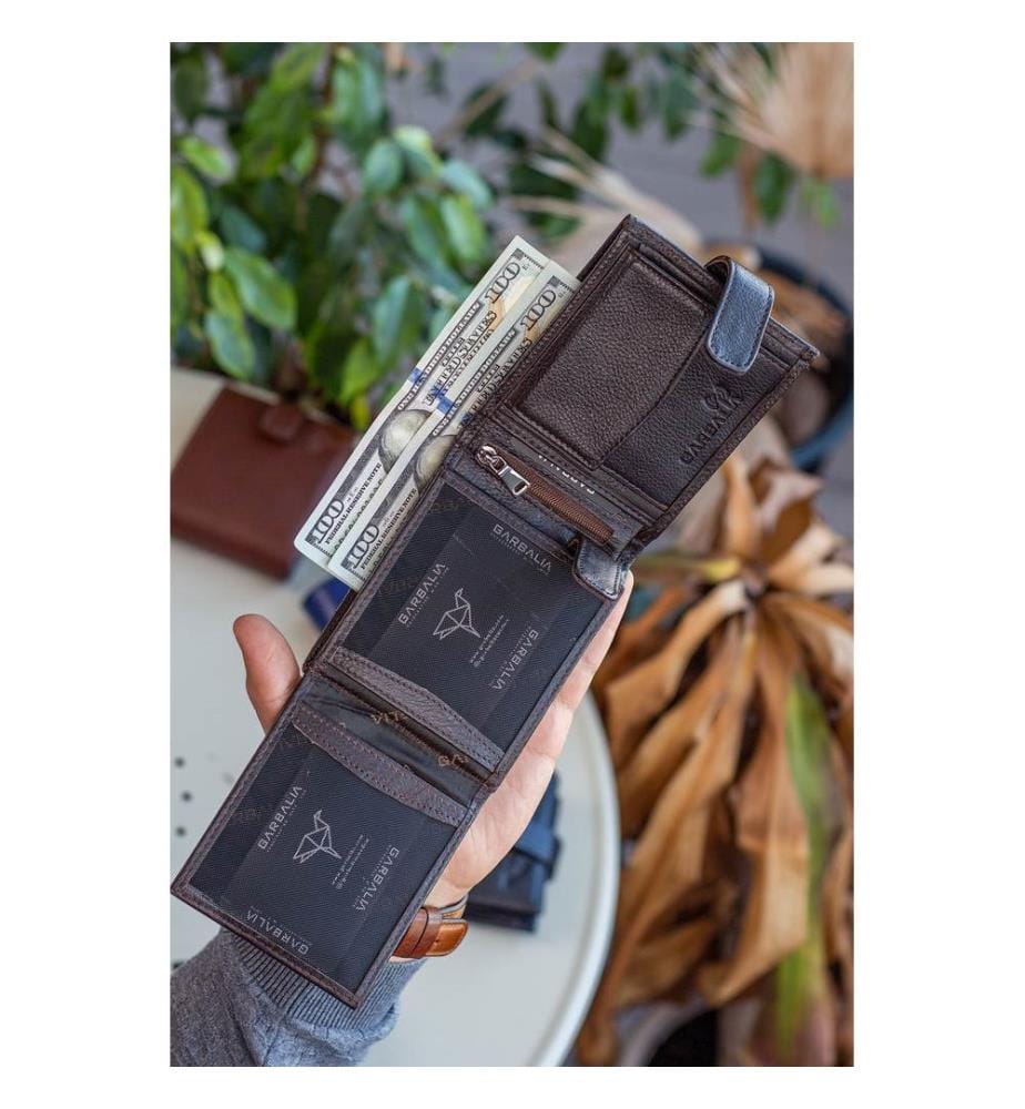 Portefeuille homme, 100 % cuir véritable, marron