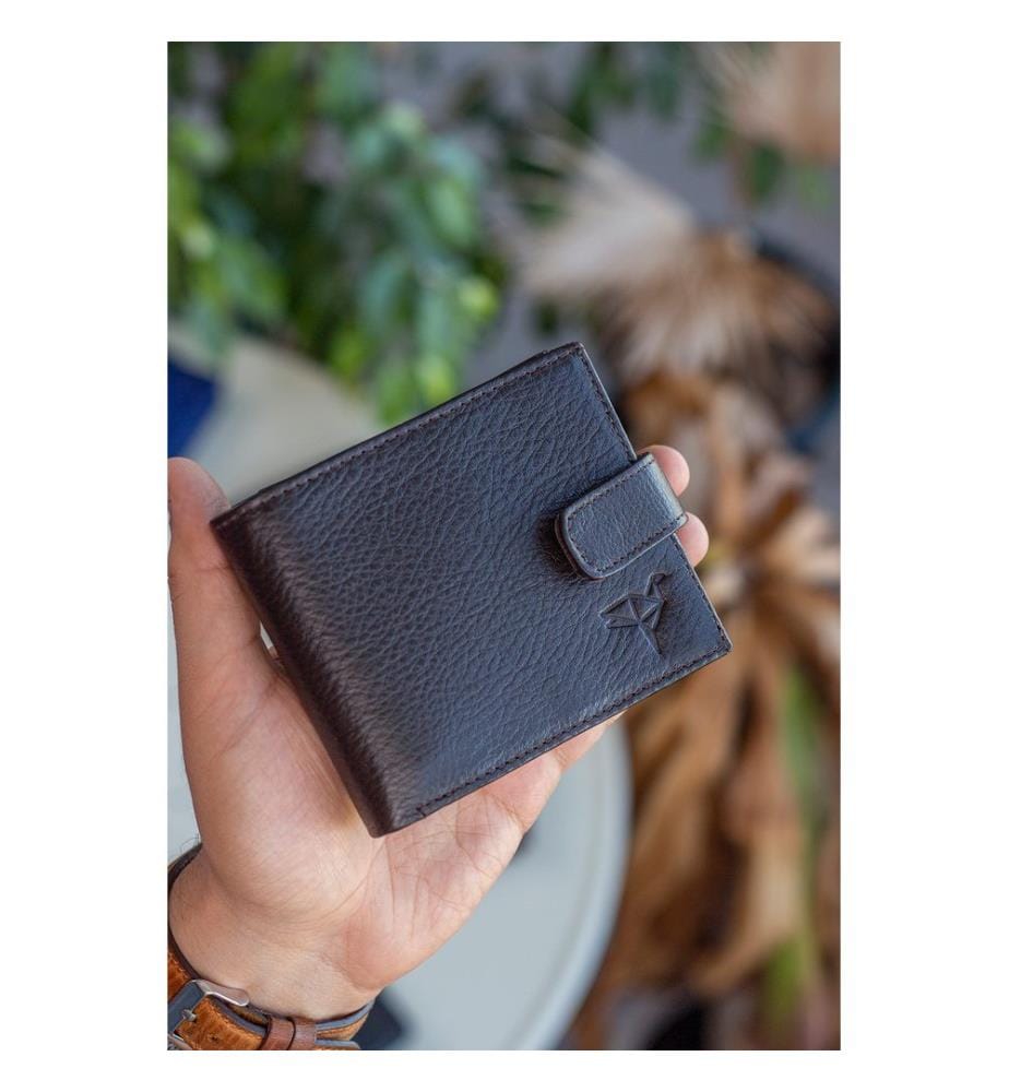 Portefeuille homme, 100 % cuir véritable, marron