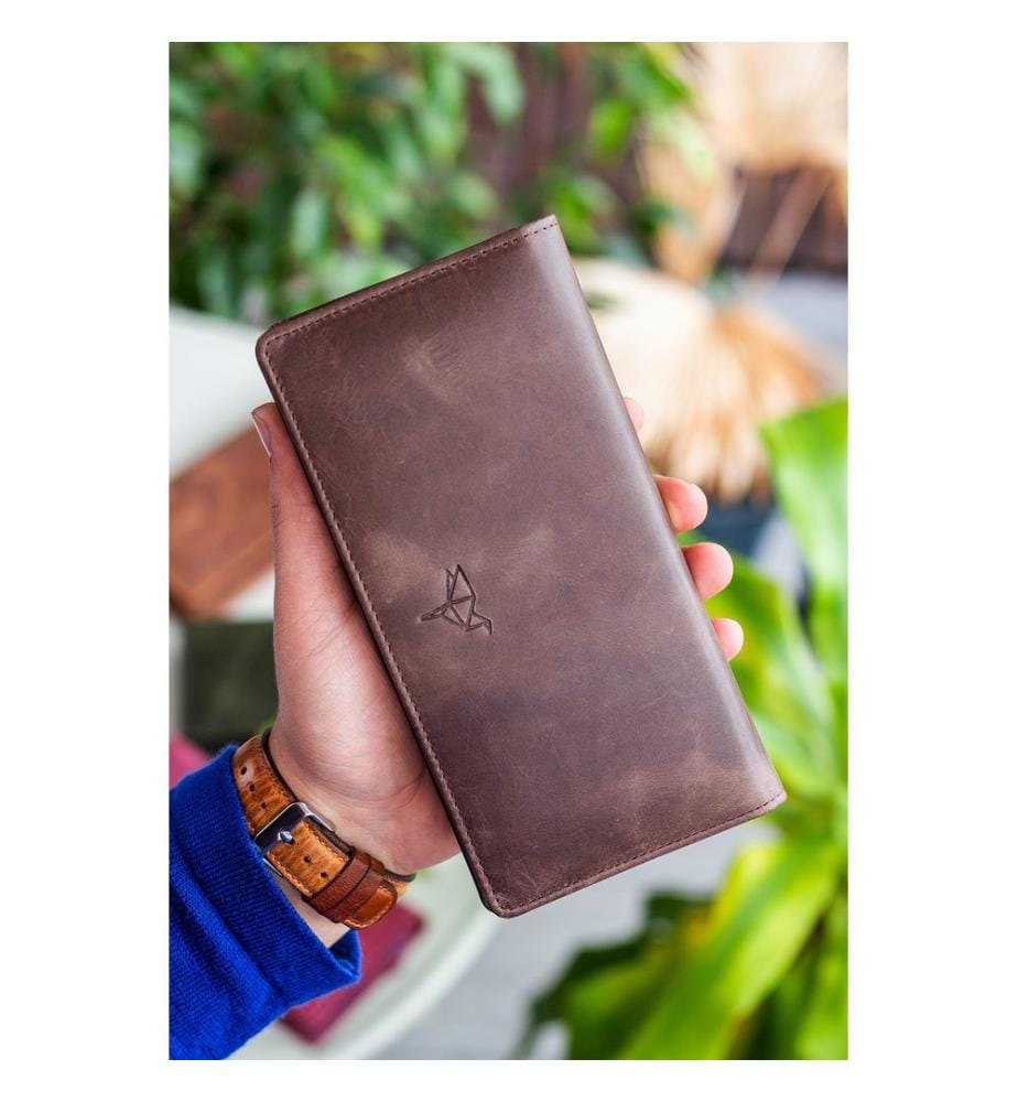 Portefeuille homme, 100 % cuir véritable, marron
