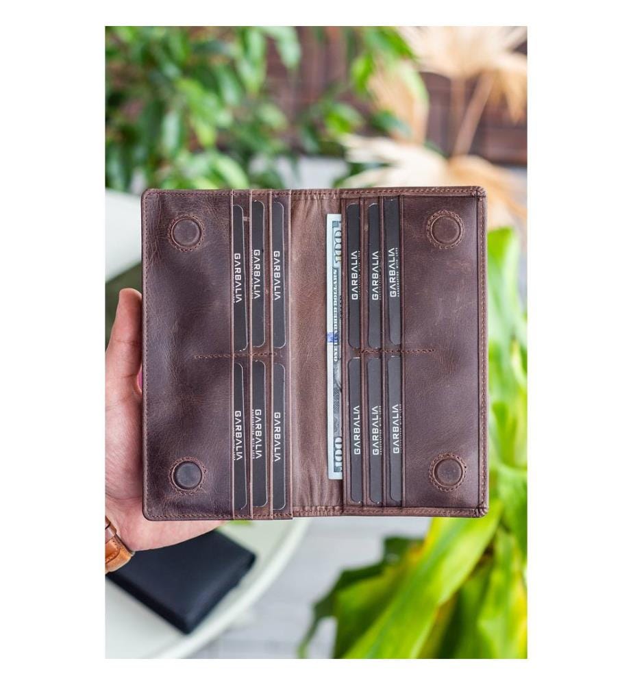Portefeuille homme, 100 % cuir véritable, marron