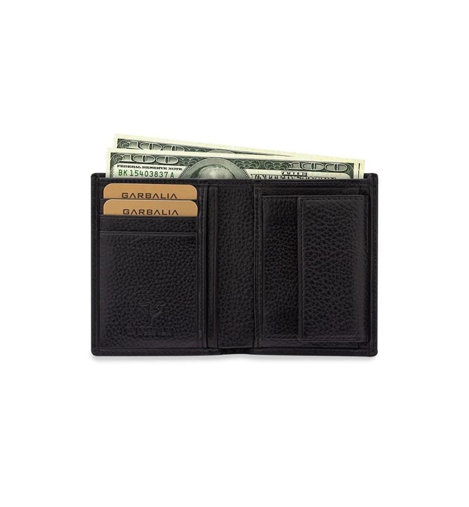 Portefeuille homme, 100 % cuir véritable, noir