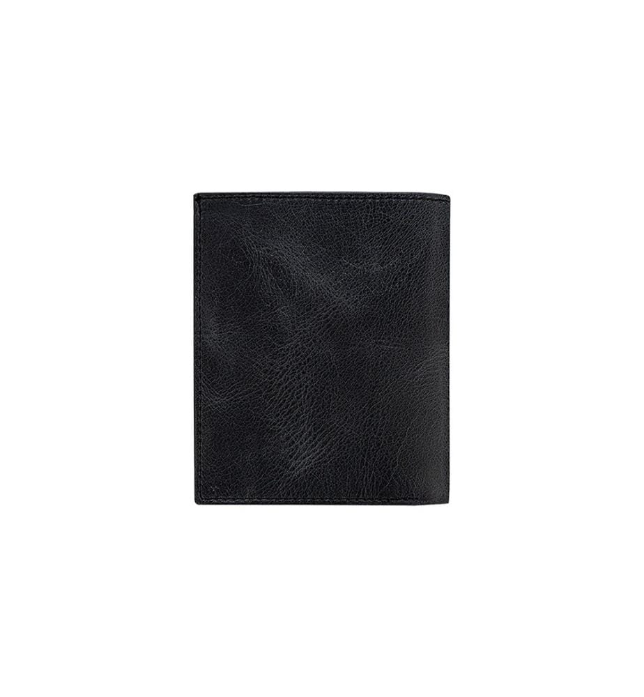 Portefeuille homme, 100 % cuir véritable, noir