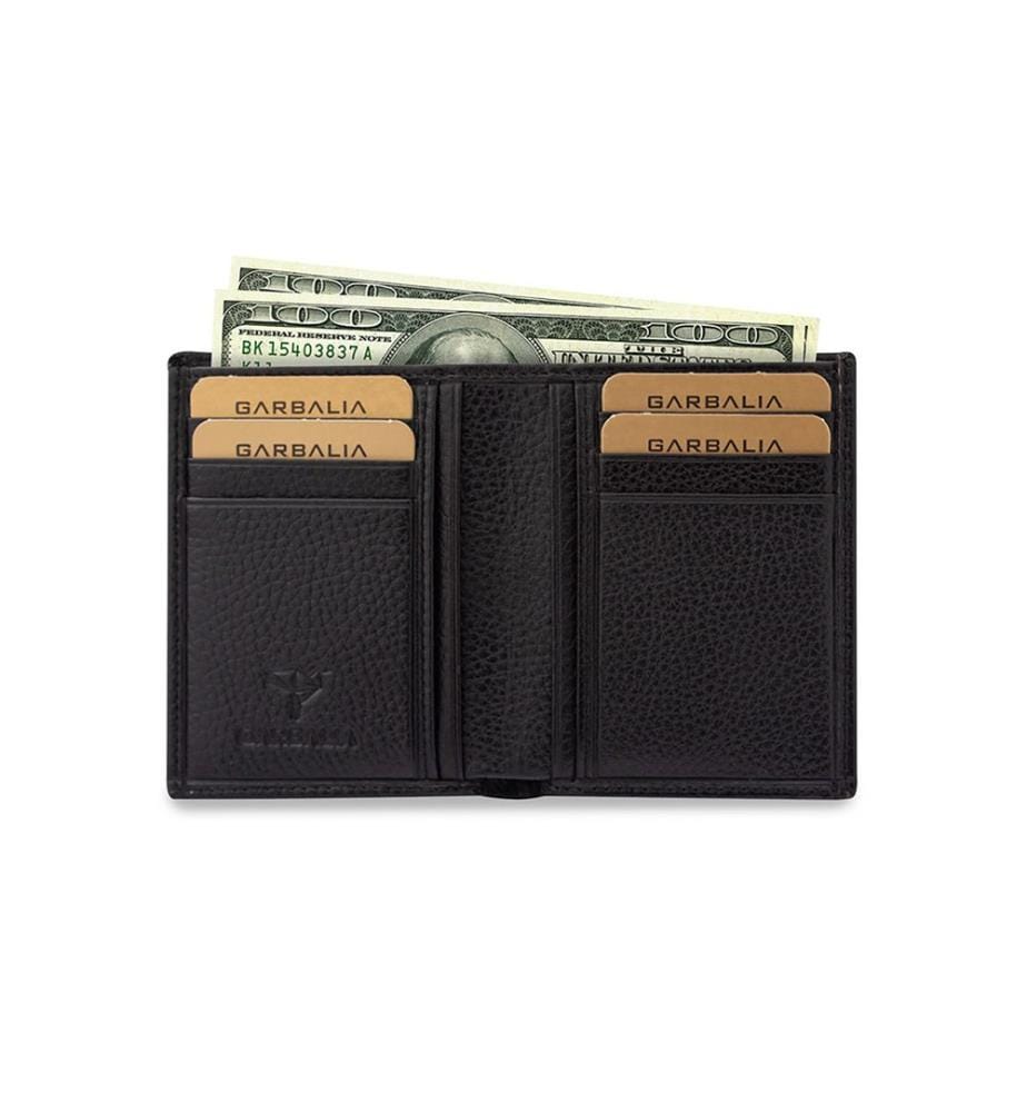 Portefeuille homme, 100 % cuir véritable, noir