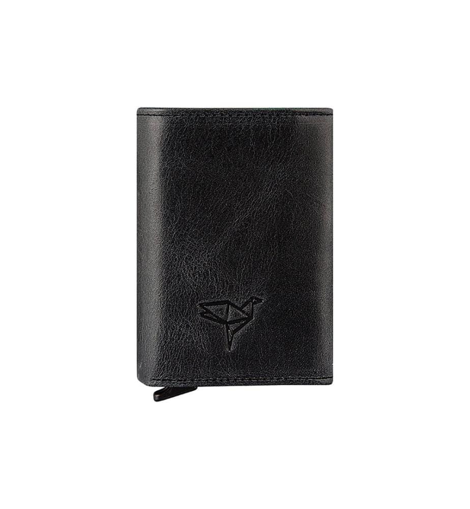 Herren-Geldbörse, 100 % echtes Leder, Schwarz