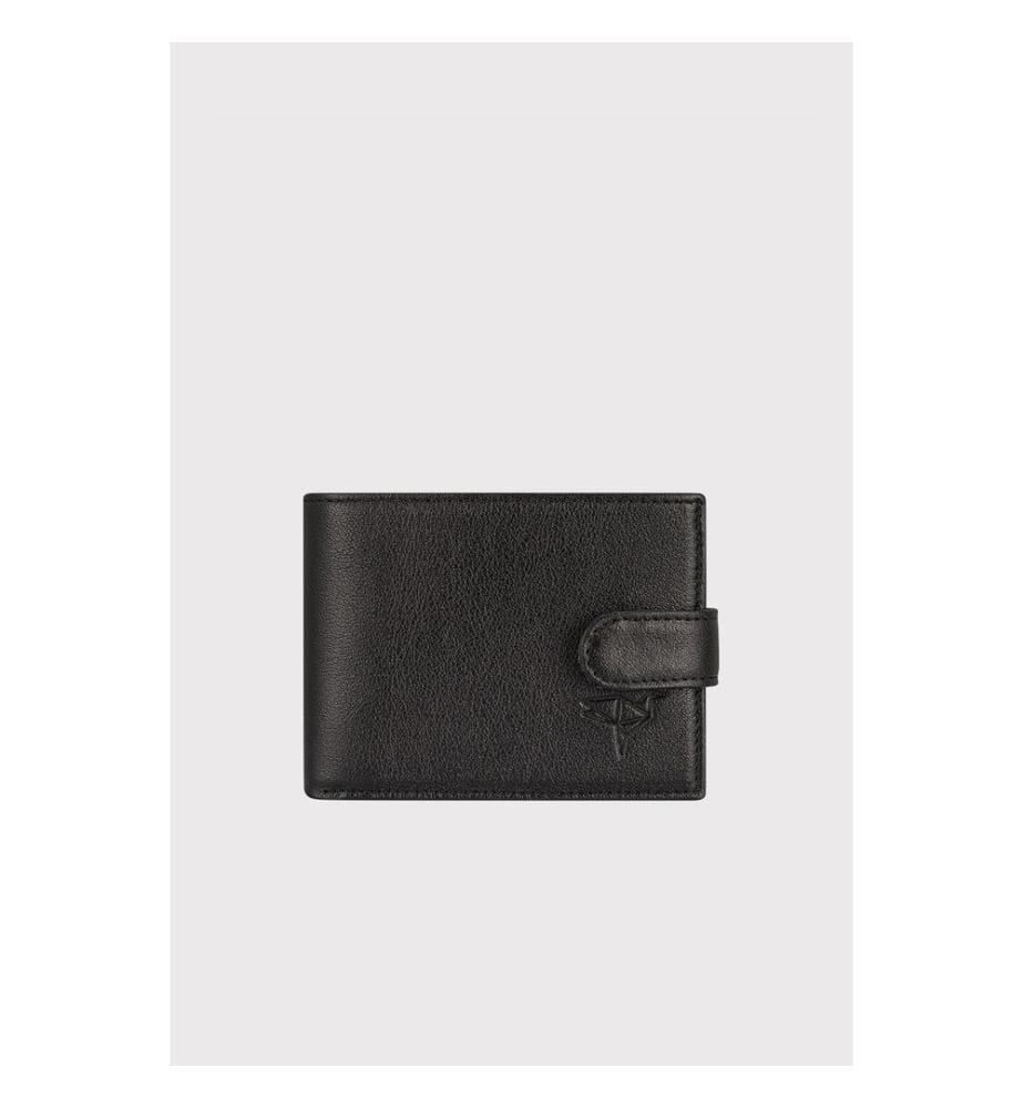 Herren-Geldbörse, 100 % echtes Leder, Schwarz