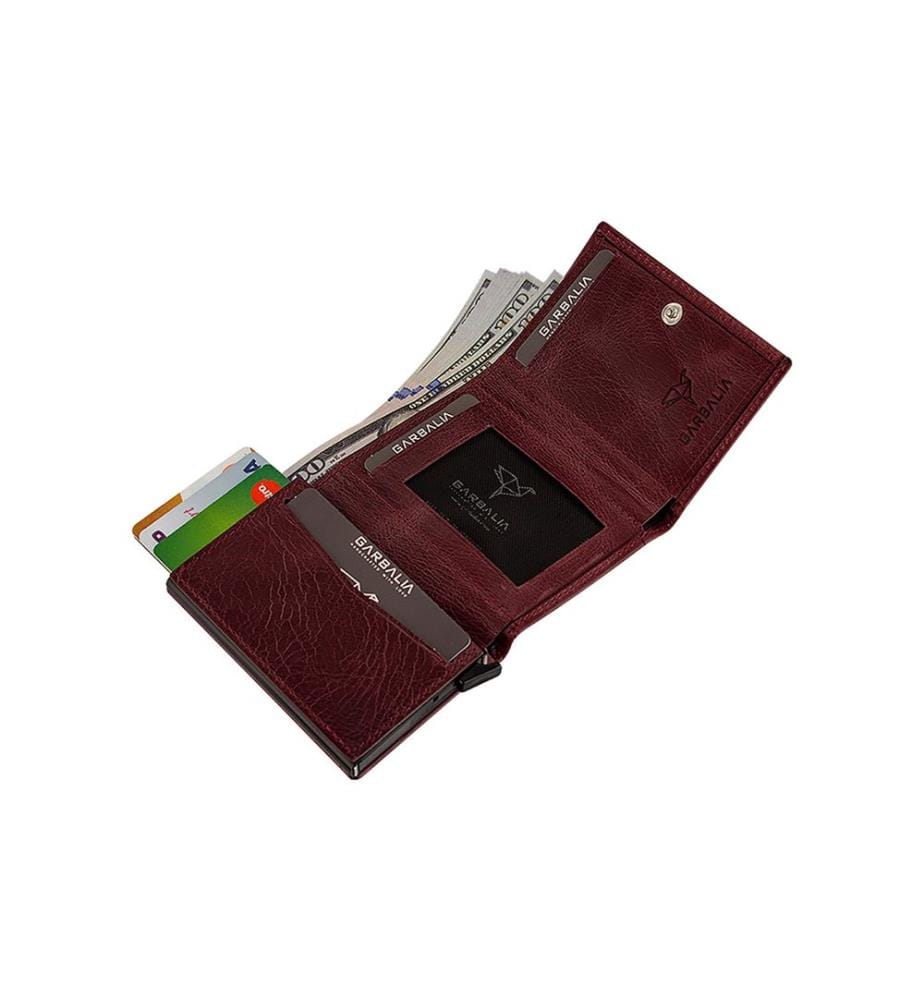 Portefeuille homme, 100 % cuir véritable, rouge bordeaux