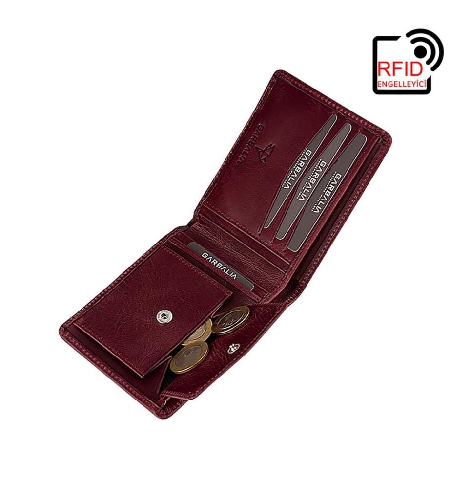 Portefeuille homme, 100 % cuir véritable, rouge bordeaux