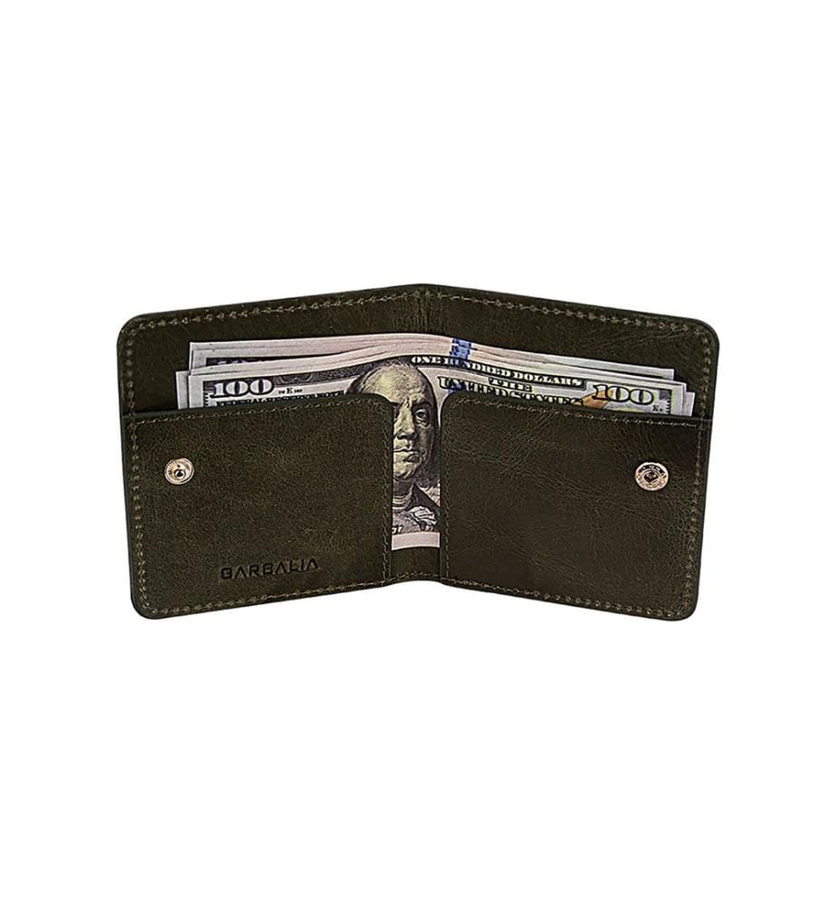 Portefeuille homme, 100 % cuir véritable, vert