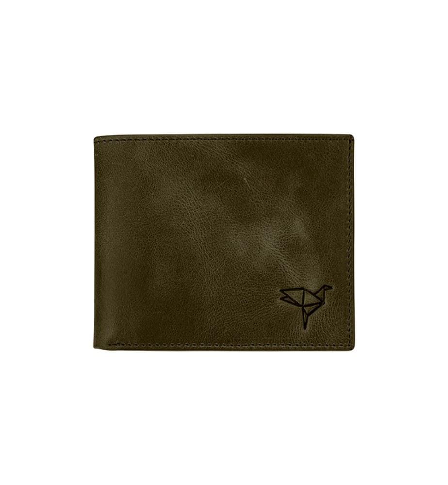 Portefeuille homme, 100 % cuir véritable, vert