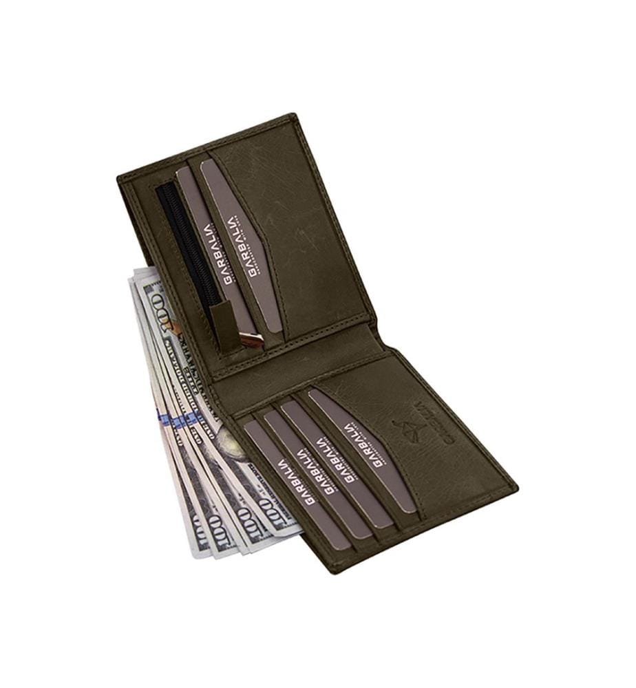 Portefeuille homme, 100 % cuir véritable, vert