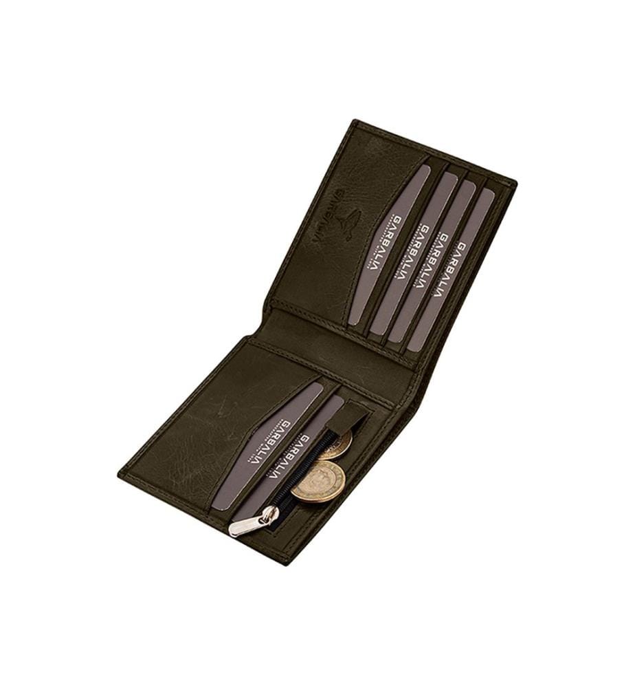 Portefeuille homme, 100 % cuir véritable, vert