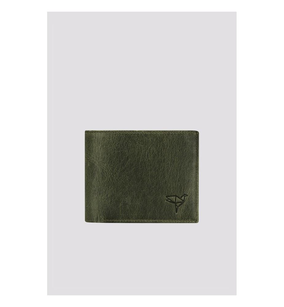 Portefeuille homme, 100 % cuir véritable, vert