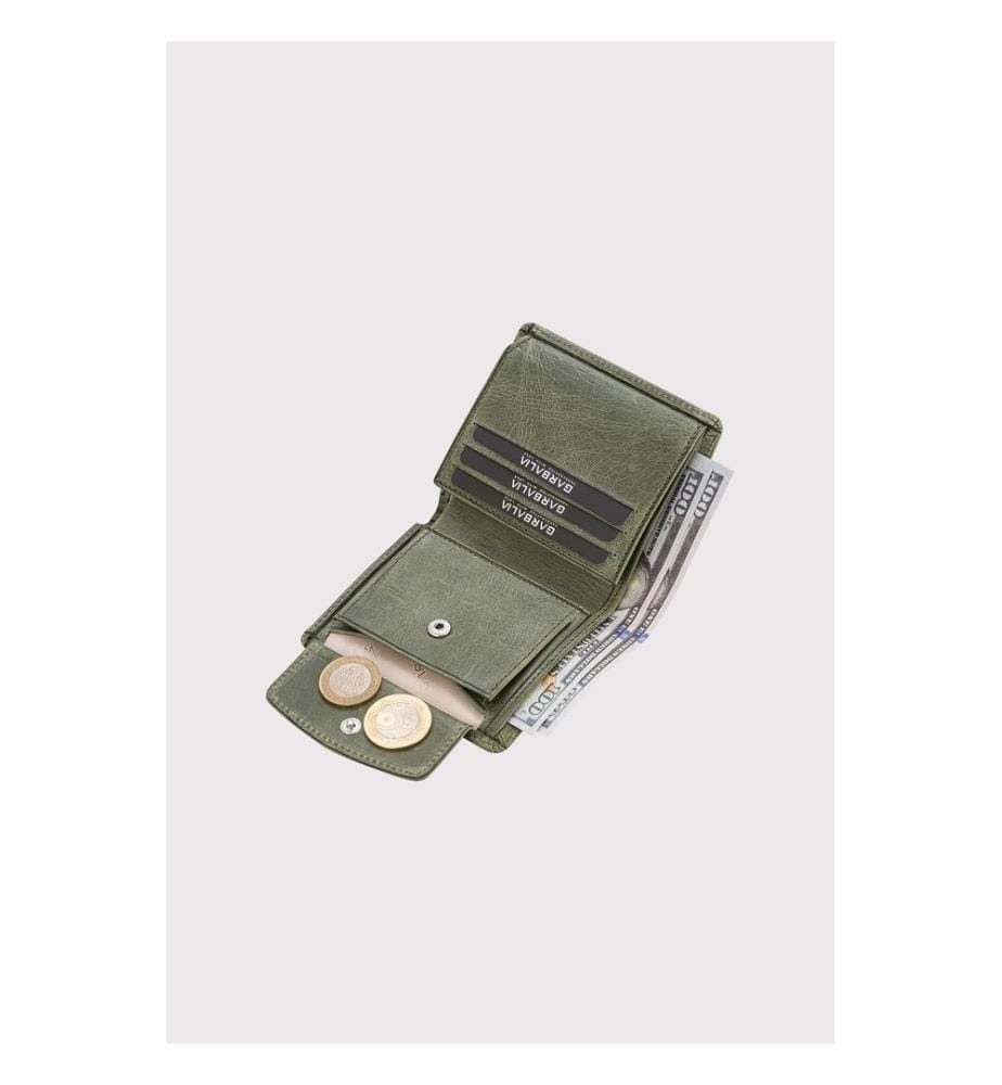Portefeuille homme, 100 % cuir véritable, vert
