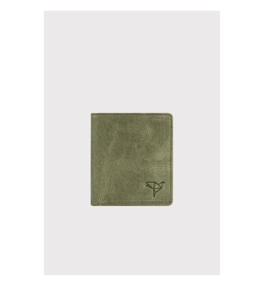 Portefeuille homme, 100 % cuir véritable, vert