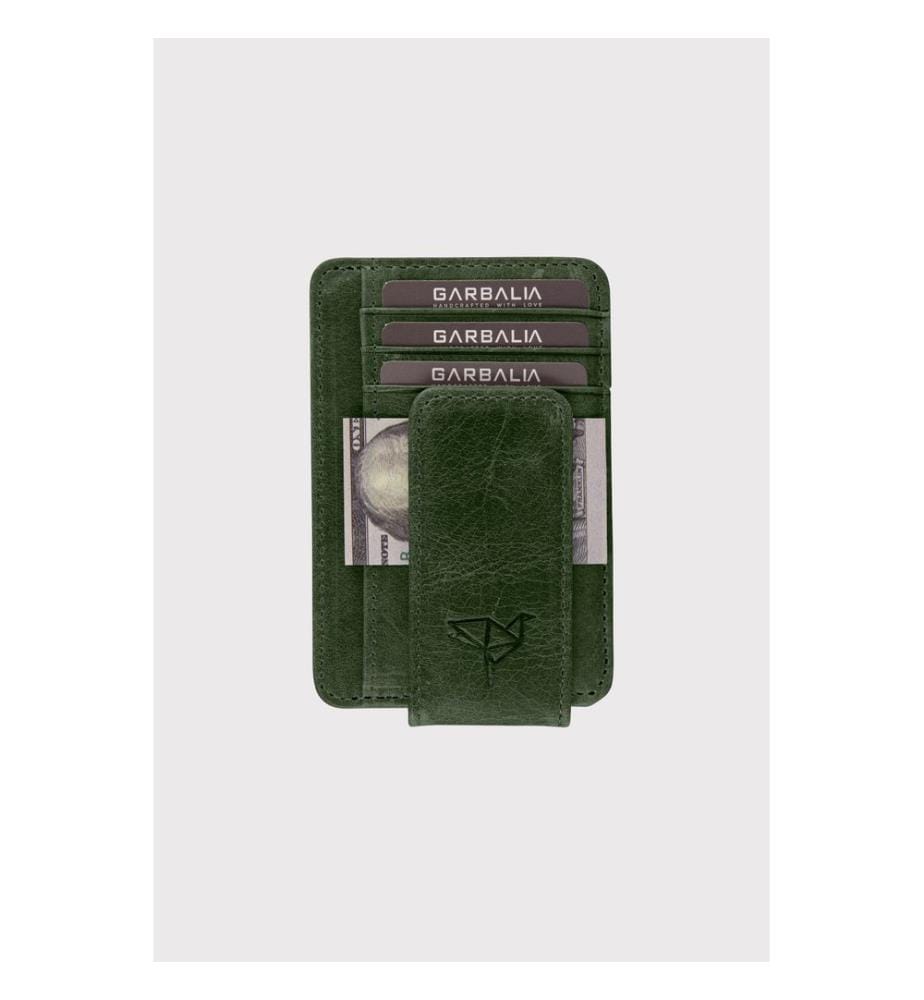 Portefeuille homme, 100 % cuir véritable, vert
