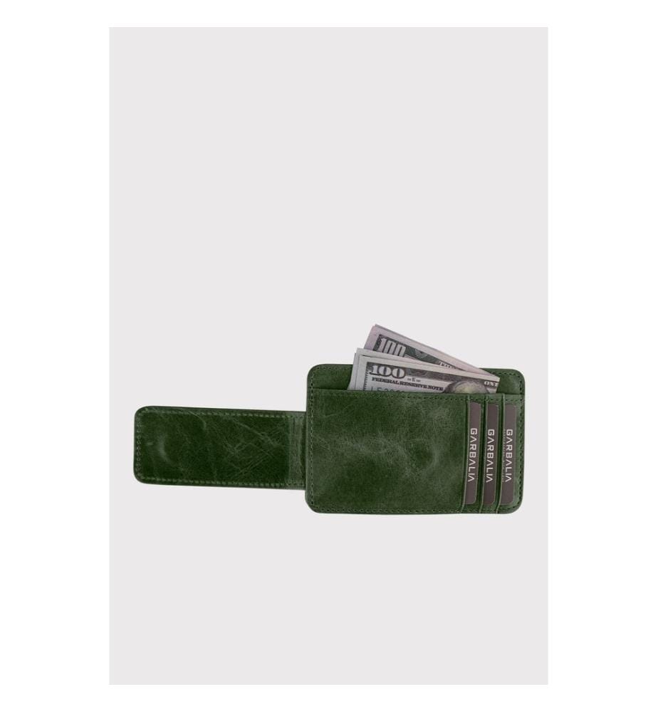 Portefeuille homme, 100 % cuir véritable, vert