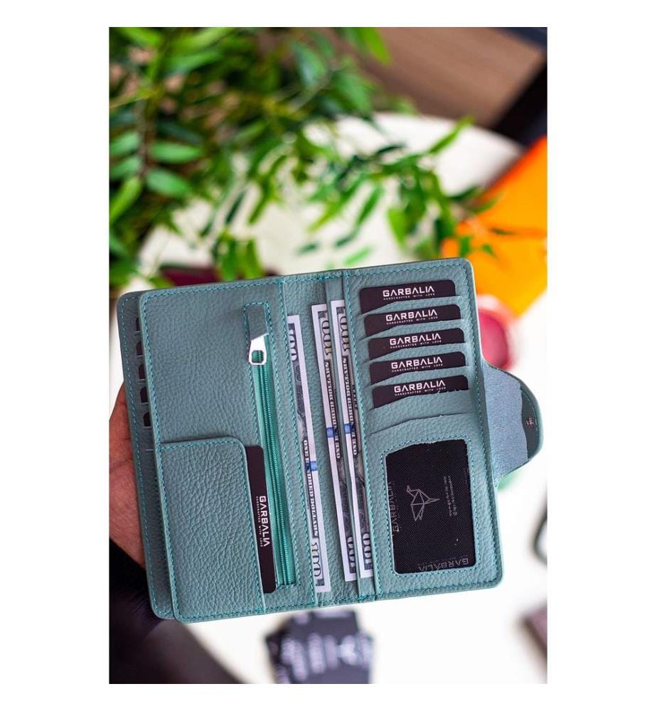 Portefeuille unisexe, 100 % cuir PU, menthe