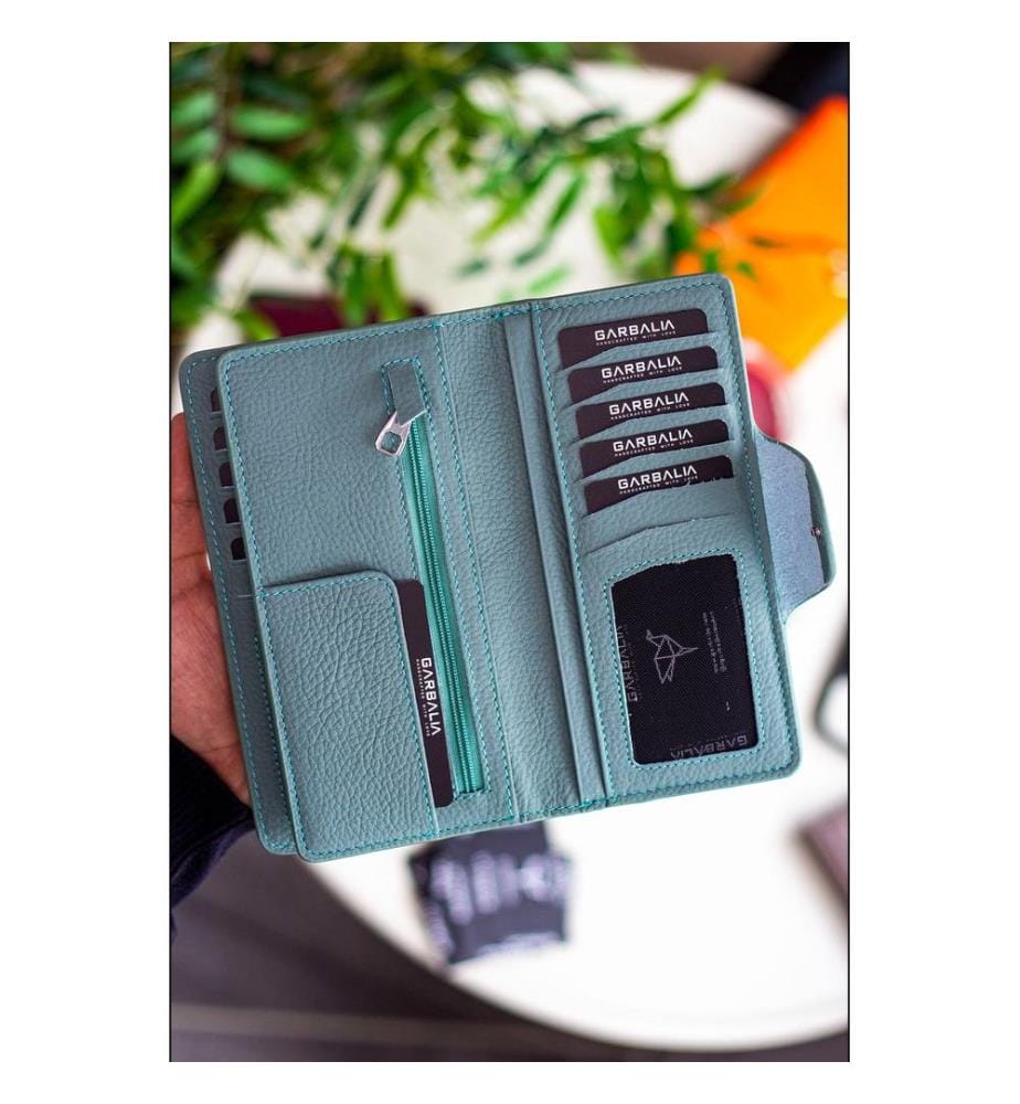 Portefeuille unisexe, 100 % cuir PU, menthe