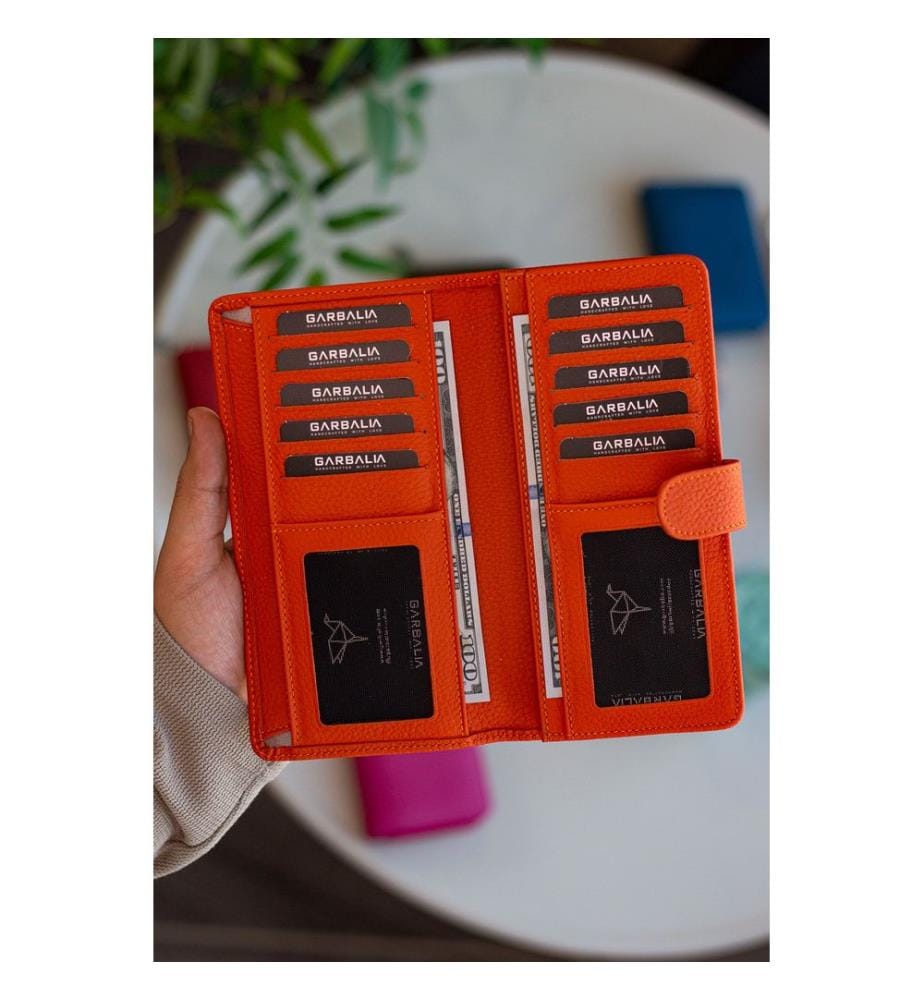 Unisex-Geldbörse, 100 % PU-Leder, Orange