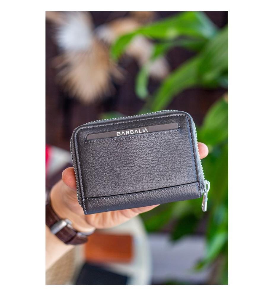 Portefeuille unisexe, 100 % cuir véritable, anthracite