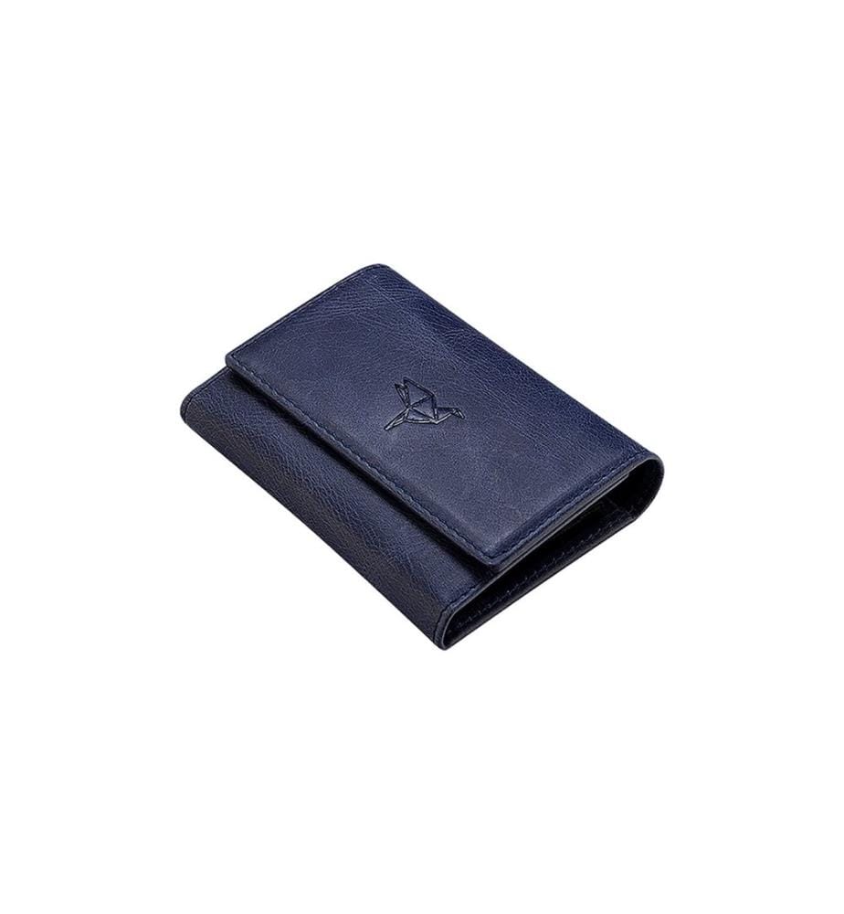 Unisex-Geldbörse, 100 % echtes Leder, Dunkelblau