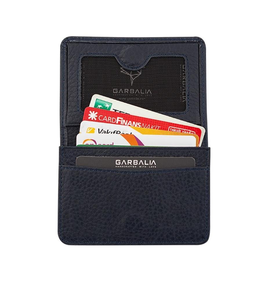 Portefeuille unisexe, 100 % cuir véritable, bleu foncé