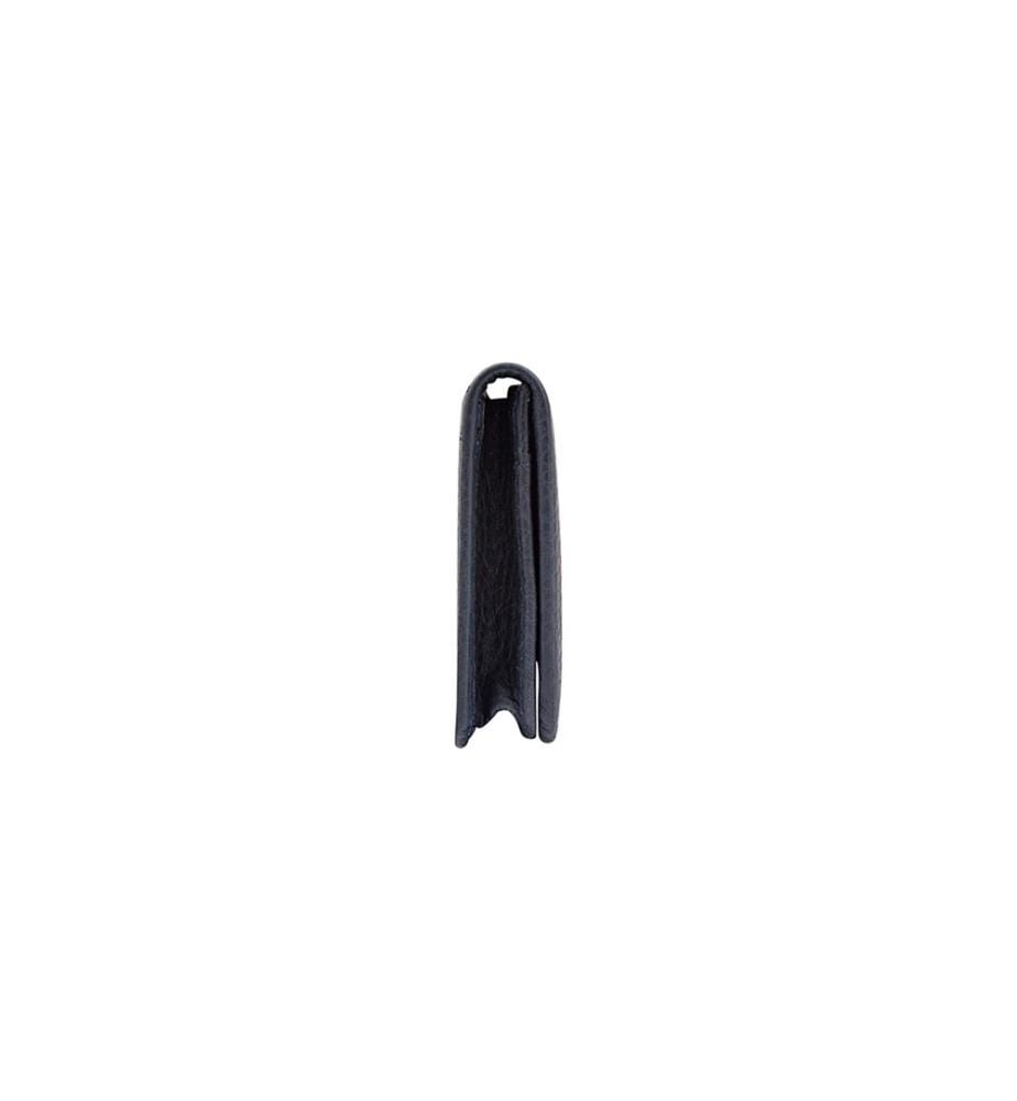 Portefeuille unisexe, 100 % cuir véritable, bleu foncé