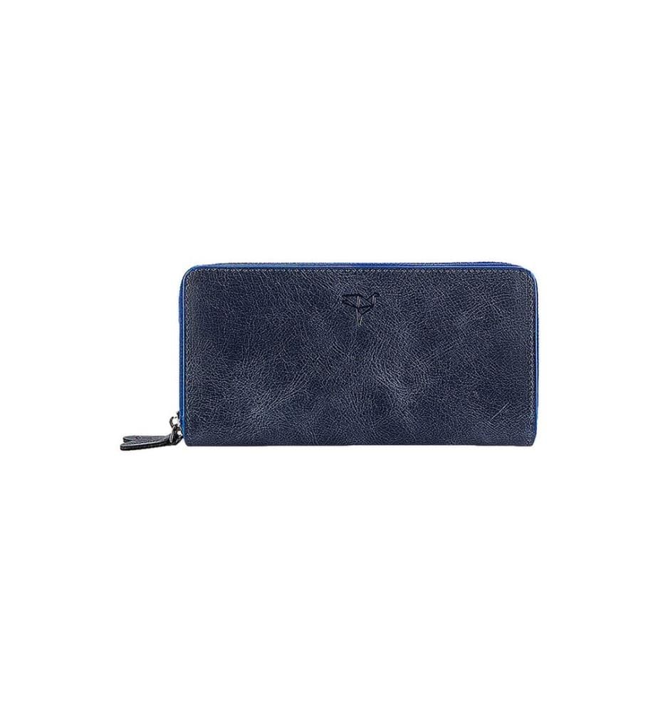 Unisex-Geldbörse, 100 % echtes Leder, Dunkelblau
