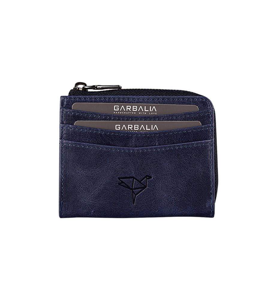 Unisex-Geldbörse, 100 % echtes Leder, Dunkelblau