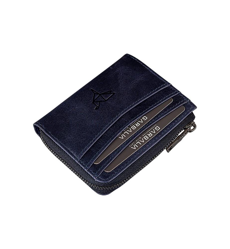 Unisex-Geldbörse, 100 % echtes Leder, Dunkelblau