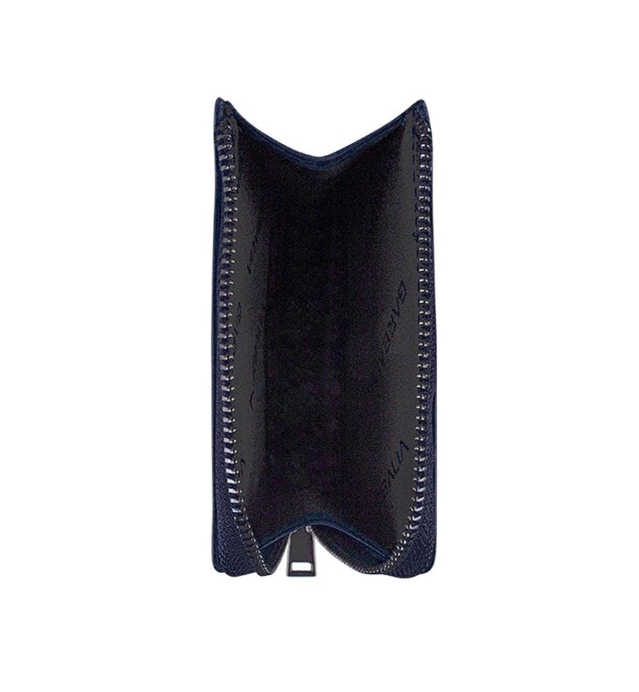 Unisex-Geldbörse, 100 % echtes Leder, Dunkelblau