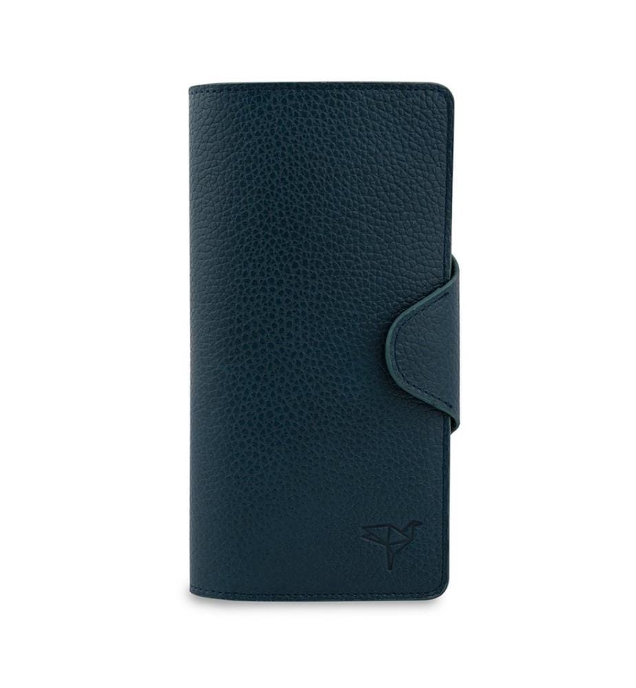 Unisex-Geldbörse, 100 % echtes Leder, Petrolblau