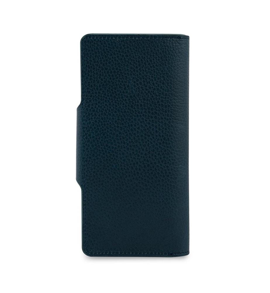 Unisex-Geldbörse, 100 % echtes Leder, Petrolblau