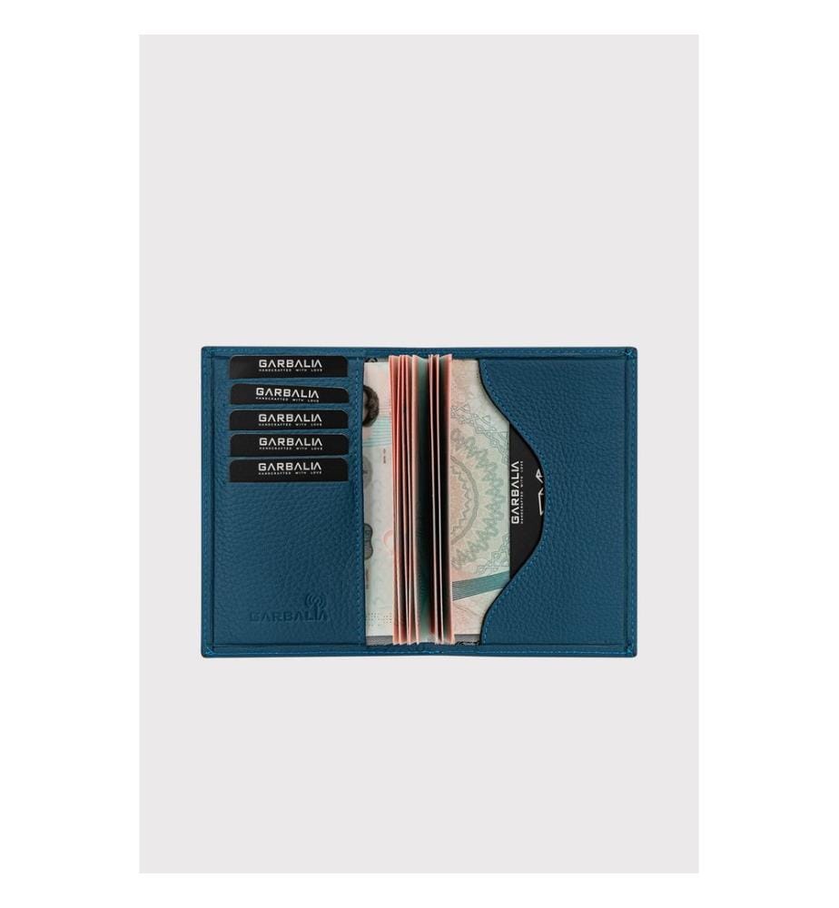 Portefeuille unisexe, 100 % cuir véritable, bleu pétrole