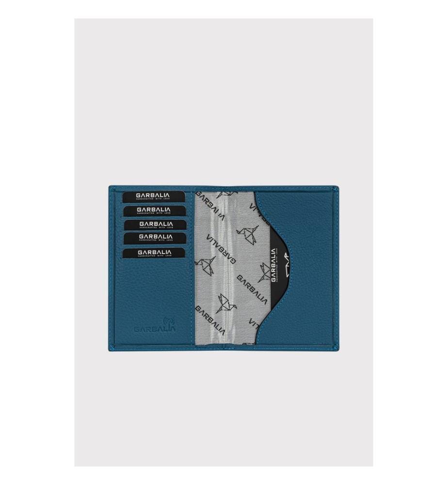 Portefeuille unisexe, 100 % cuir véritable, bleu pétrole