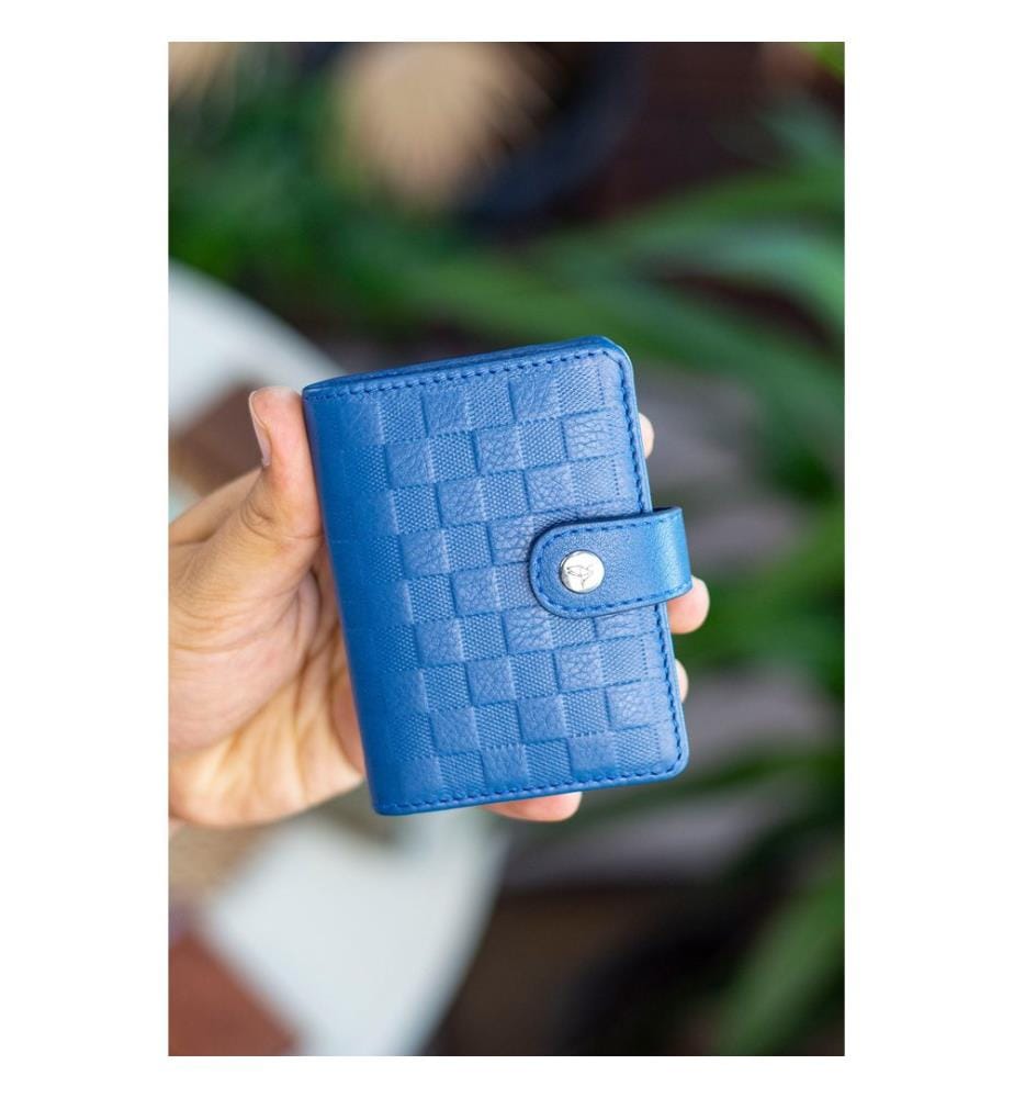 Unisex-Geldbörse, 100 % echtes Leder, Petrolblau