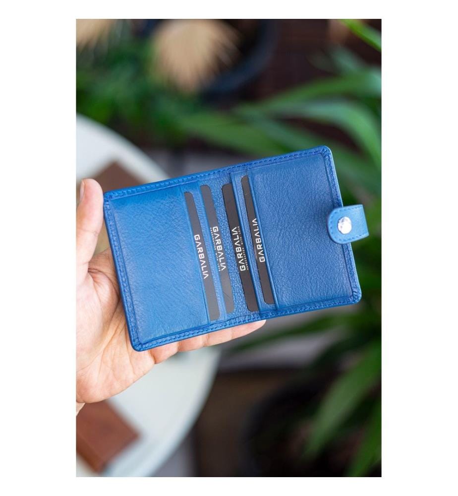 Unisex-Geldbörse, 100 % echtes Leder, Petrolblau