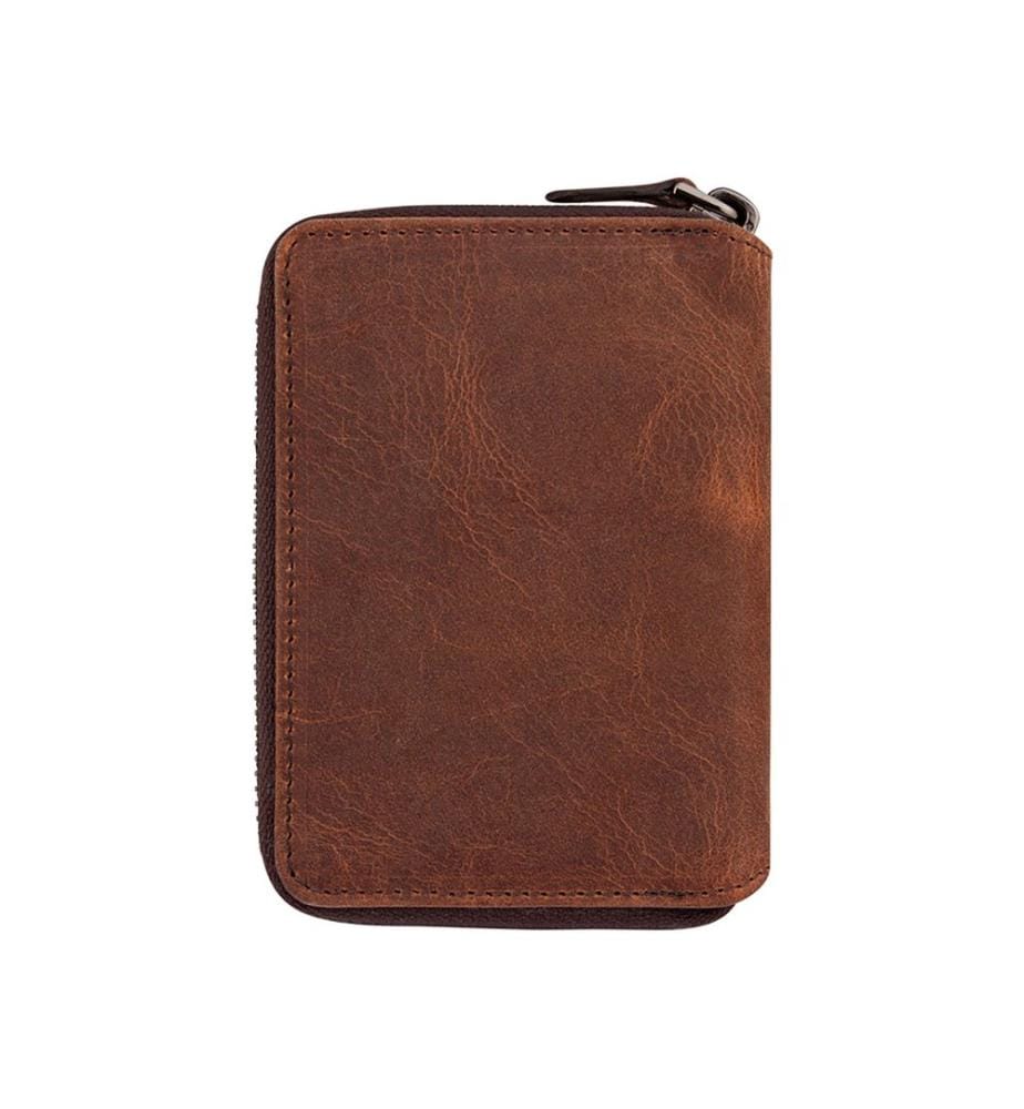 Unisex-Geldbörse, 100 % echtes Leder, hellbraun