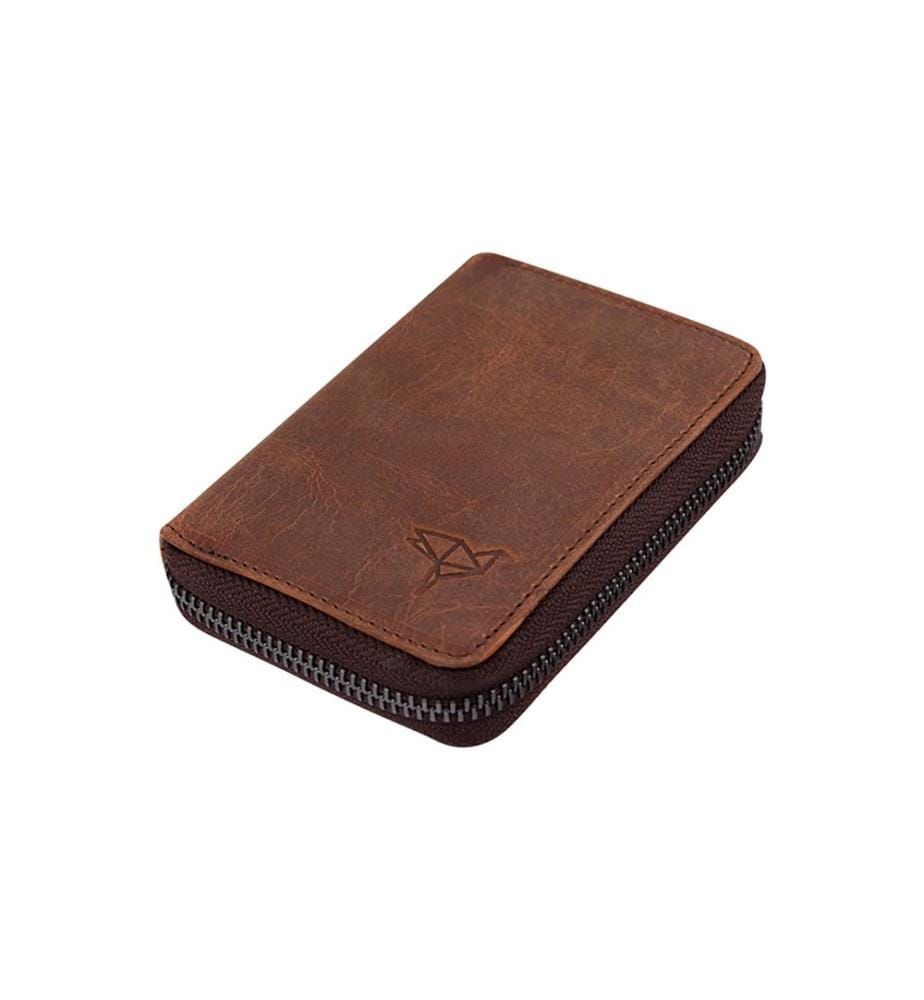 Unisex-Geldbörse, 100 % echtes Leder, hellbraun
