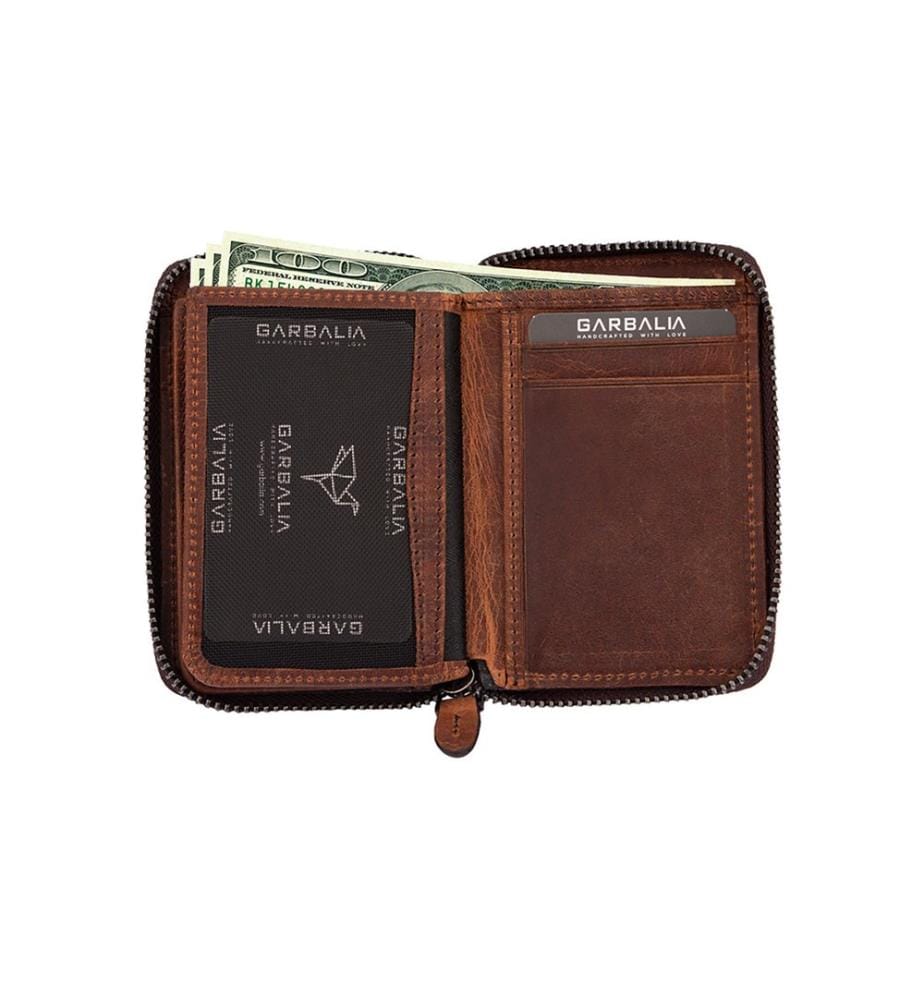 Unisex-Geldbörse, 100 % echtes Leder, hellbraun