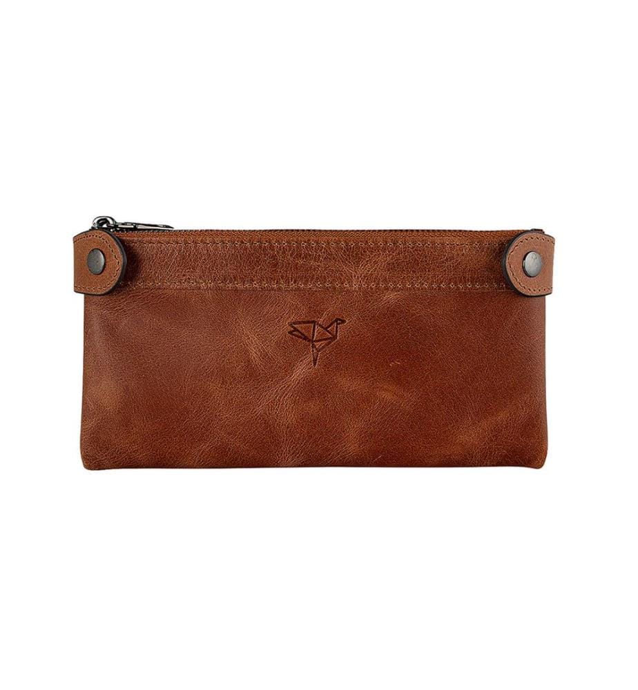 Portefeuille unisexe, 100 % cuir véritable, couleur fauve