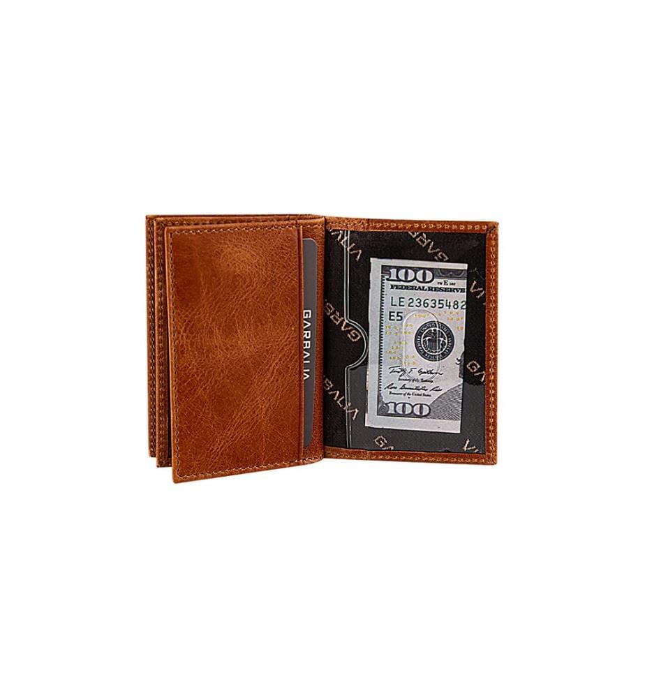 Portefeuille unisexe, 100 % cuir véritable, couleur fauve